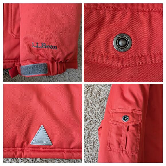 L.L.Bean Snow Insulated Jacket Boys M 10-12 Orange Primaloft Outdoors Thermal - Picture 7 of 8